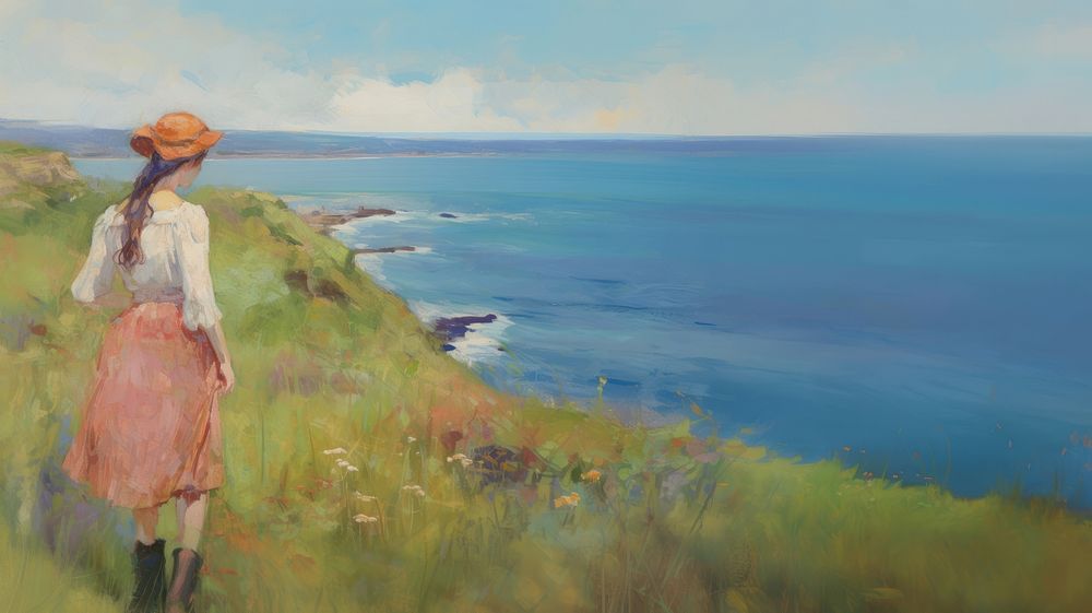 Coastal cliff painting landscape outdoors.