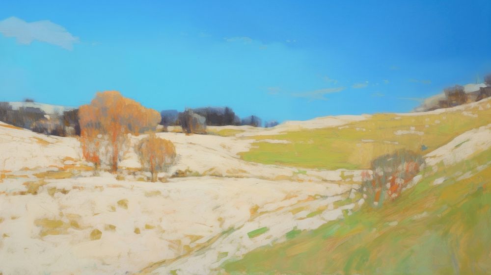 Clear sky landscape painting outdoors.