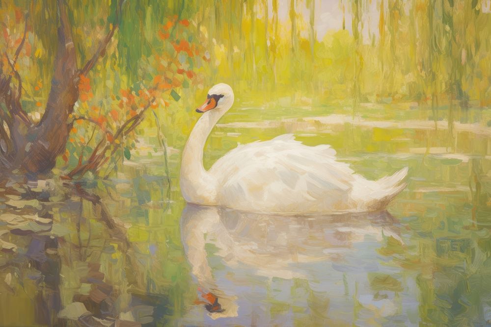 Painting swan animal bird.