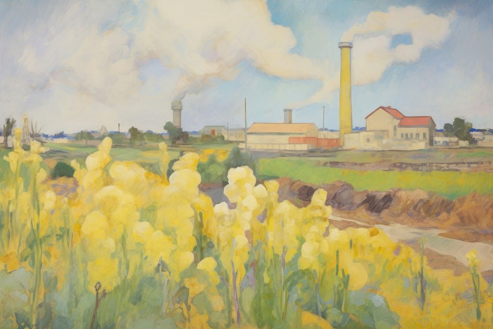 Painting pollution outdoors factory. AI generated Image by rawpixel.