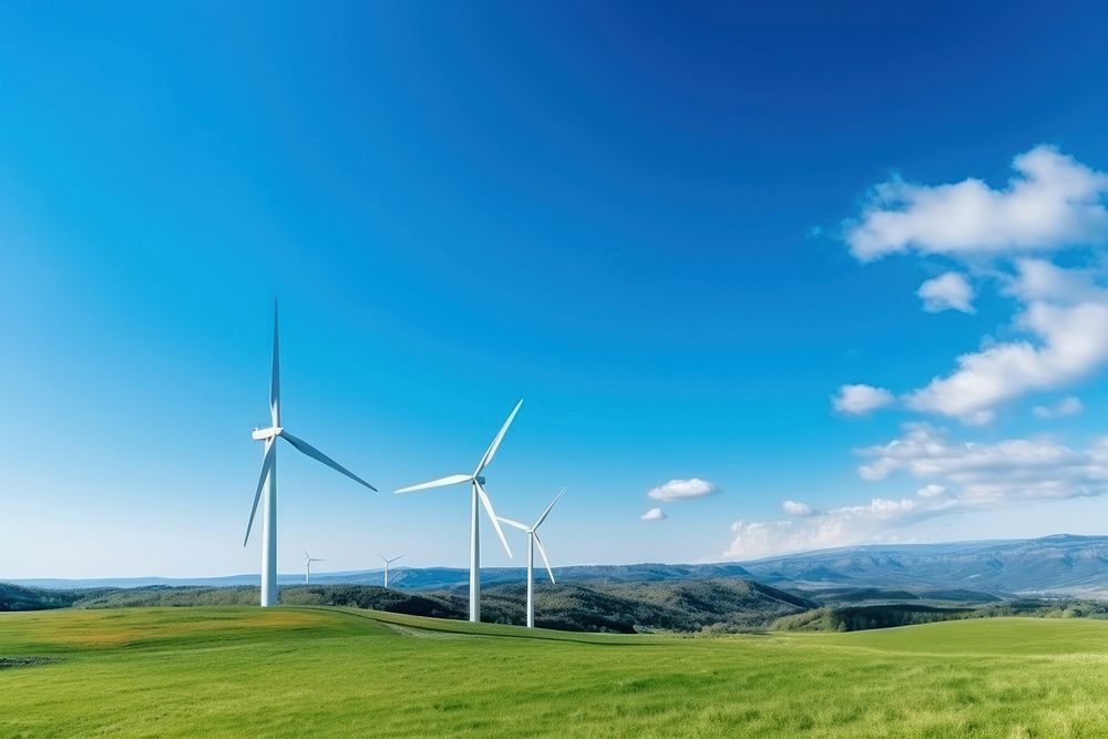 Wind turbines windmill outdoors machine. AI generated Image by rawpixel.
