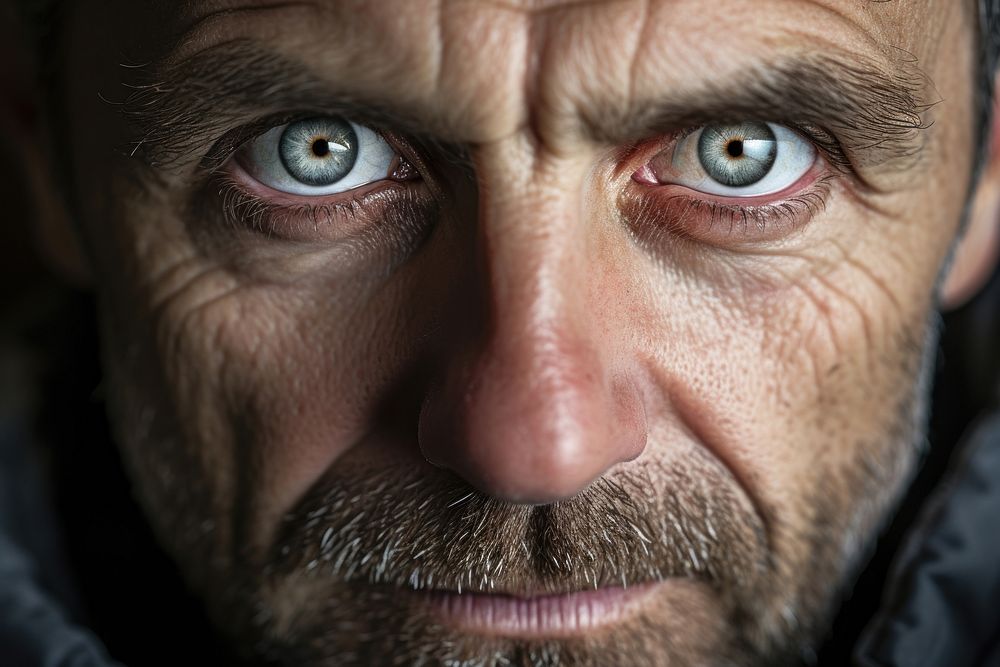 Man with black eyes portrait adult photo. AI generated Image by rawpixel.