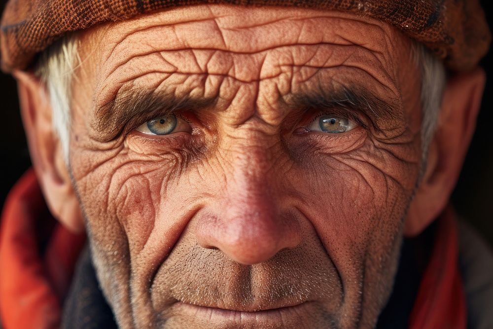 Elderly man with black eyes portrait adult photo. 