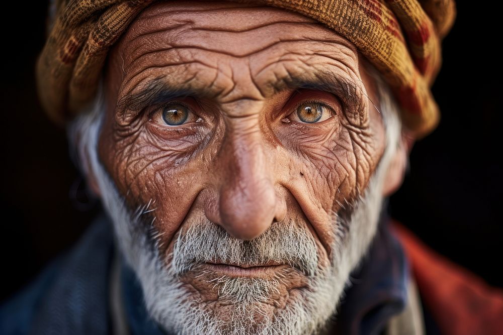 Elderly man with black eyes portrait adult photo. AI generated Image by rawpixel.