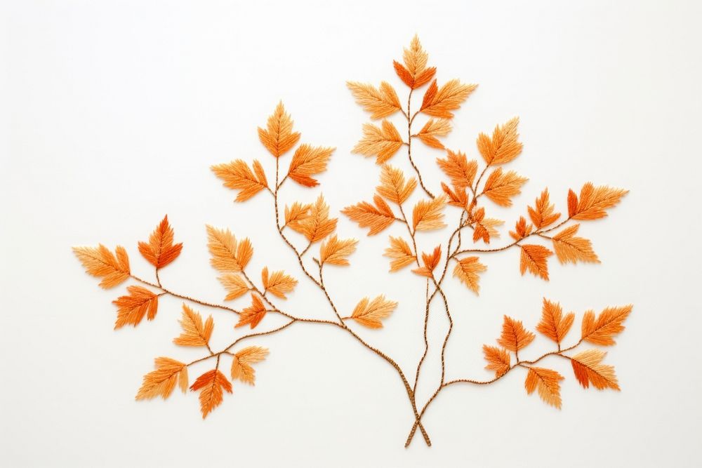 Autume leavesin embroidery style pattern plant leaf.