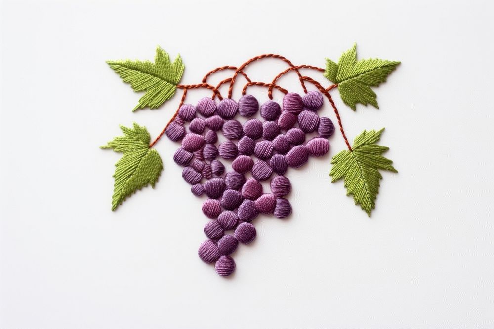 Grapes in embroidery style fruit plant food.