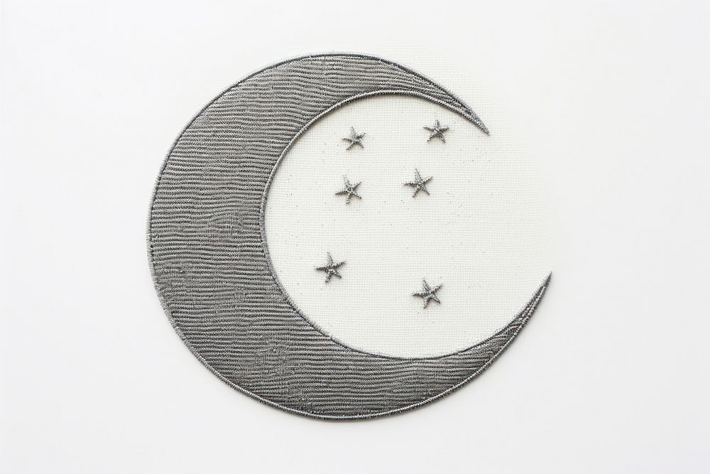 Moon in embroidery style astronomy textile pattern.
