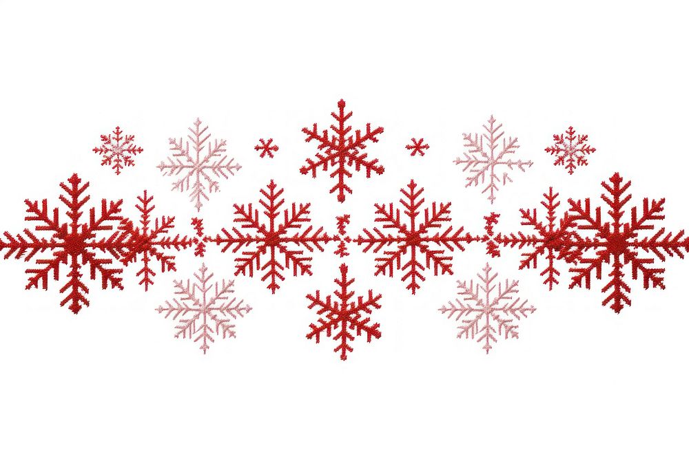 Snowflakes border in embroidery style pattern white celebration.