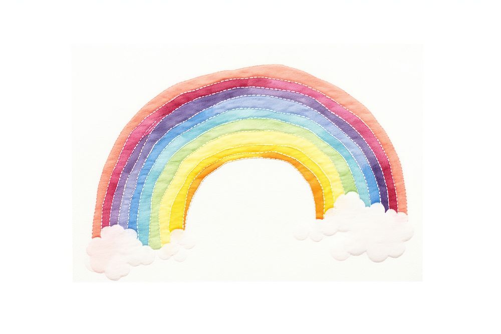 Rainbow in embroidery style nature toy creativity.
