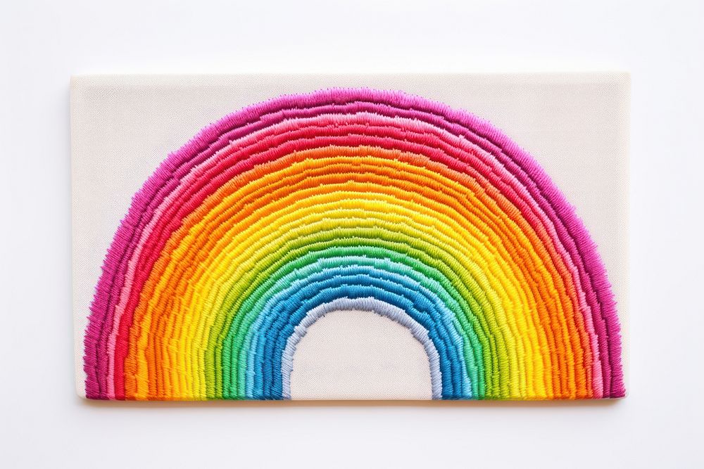 Rainbow in embroidery style pattern textile creativity.