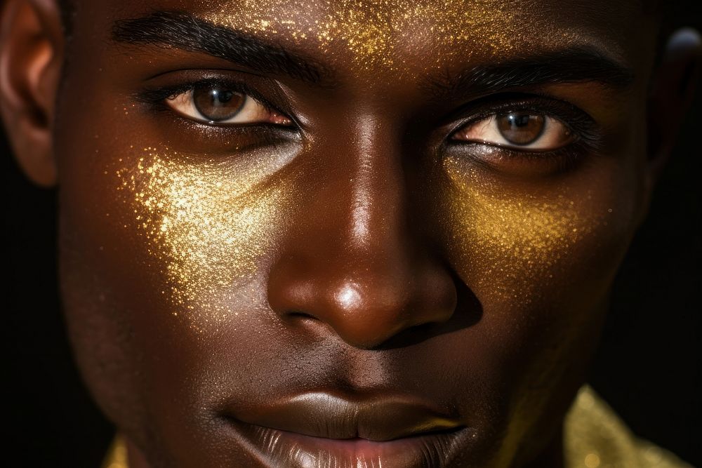 African american man skin glitter gold.