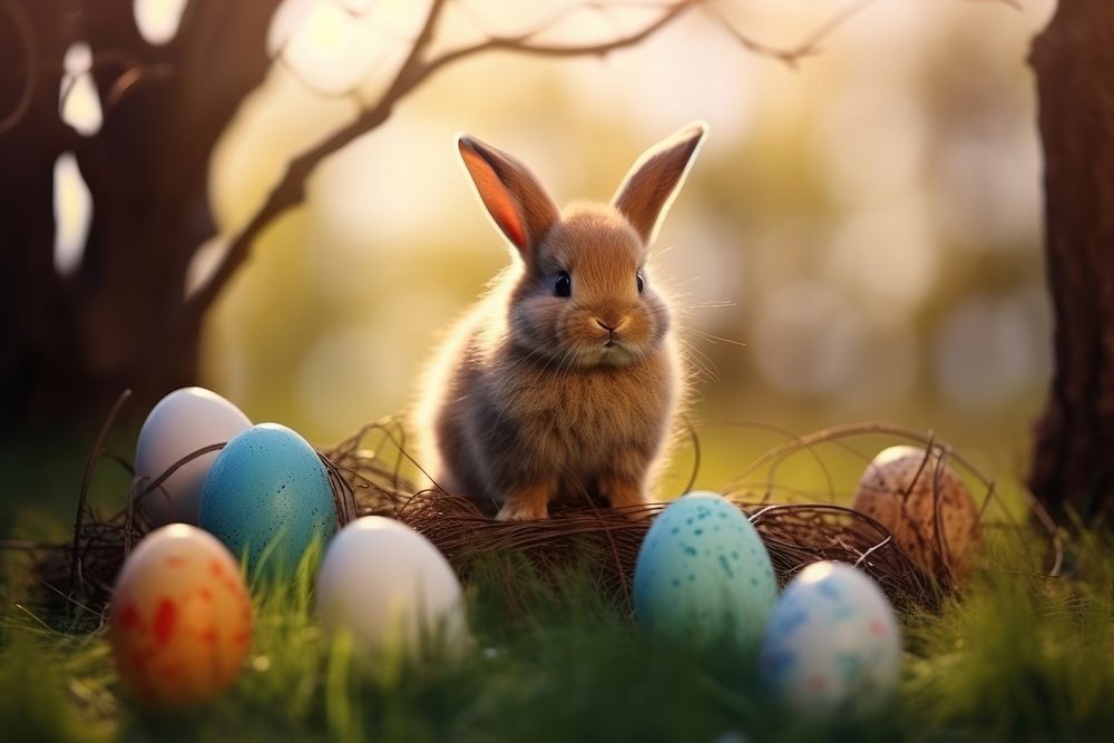 Easter egg animal mammal rabbit. AI generated Image by rawpixel.