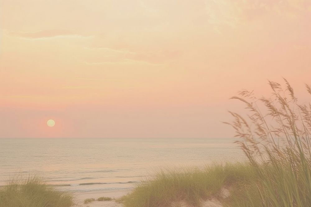 Sunset beach landscape outdoors horizon.