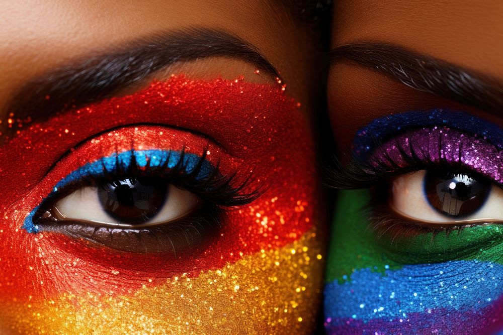African american women cosmetics glitter eye.