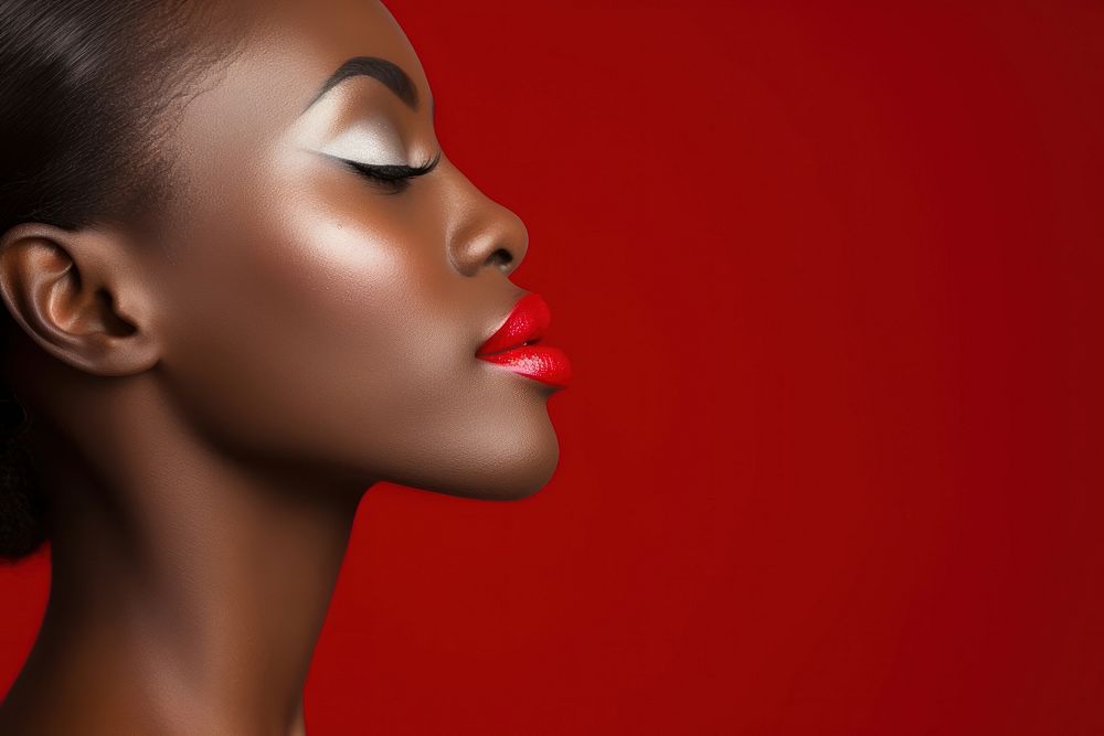 African american woman photography lipstick portrait.