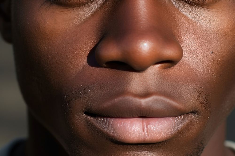 African american man skin forehead headshot.