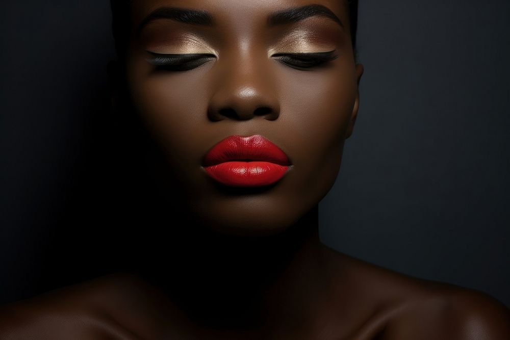 African american woman skin photography lipstick.