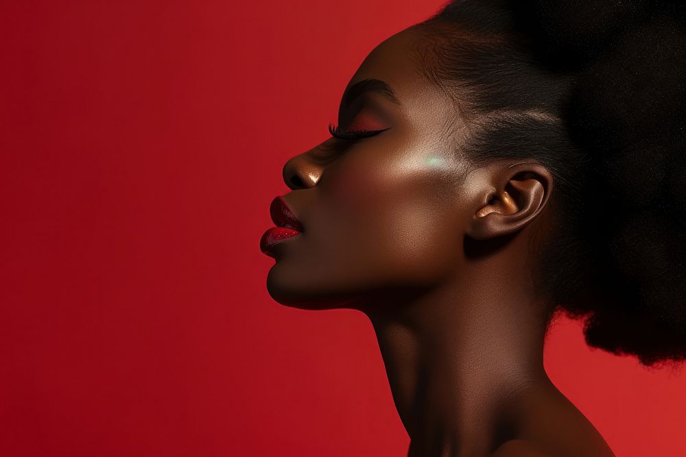 African american woman photography lipstick portrait.