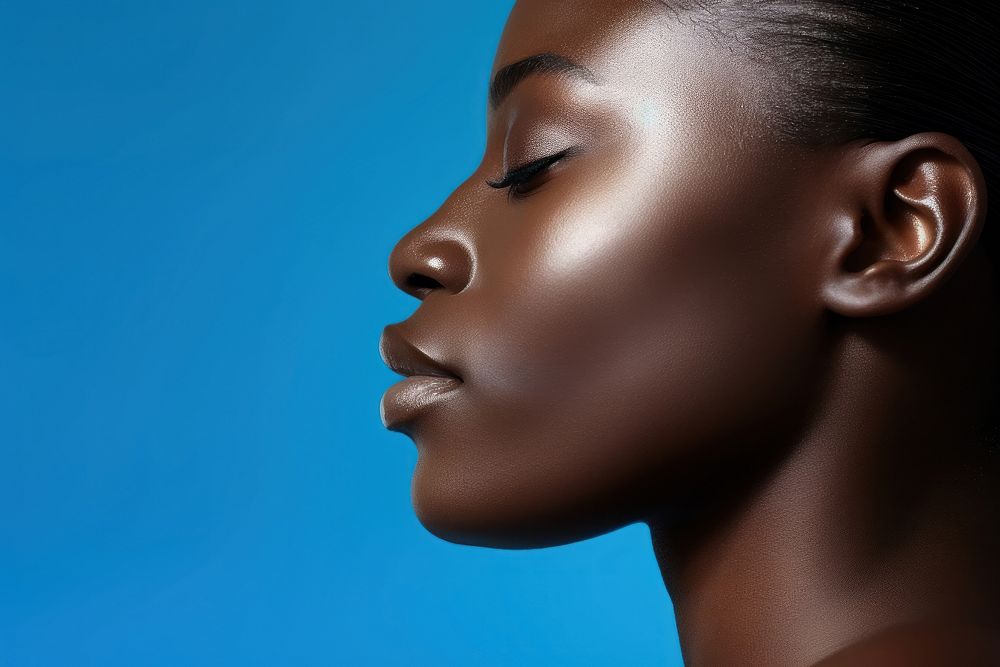 African american woman skin adult blue.