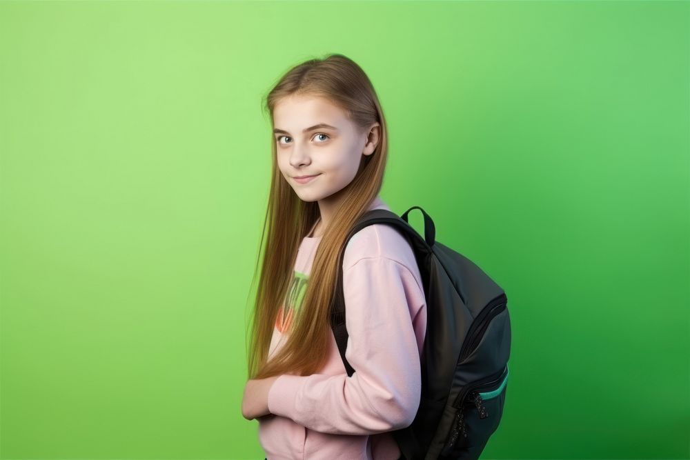 Girl girl with backpack portrait photography hairstyle. AI generated Image by rawpixel.