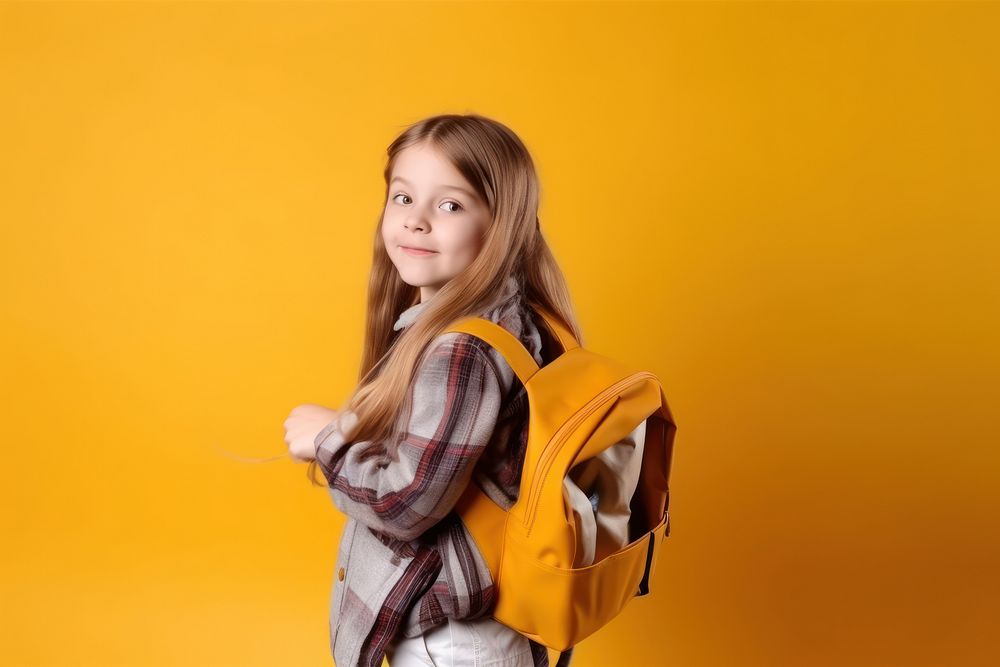 Girl girl with backpack portrait backpacking hairstyle. AI generated Image by rawpixel.