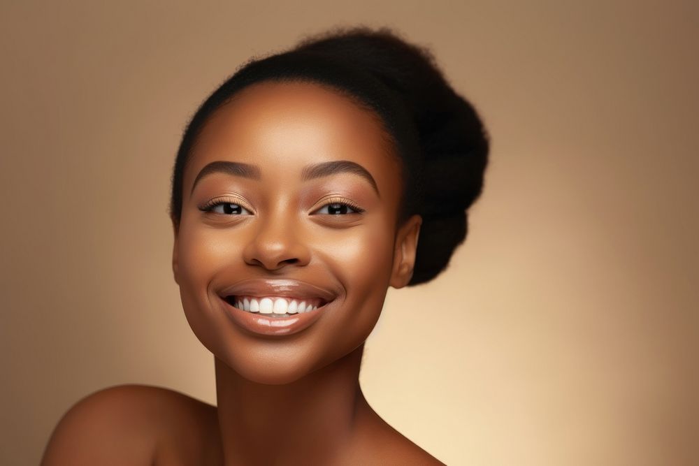 African american girl portrait skin smiling.