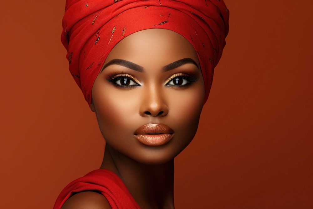 African american woman portrait turban adult.