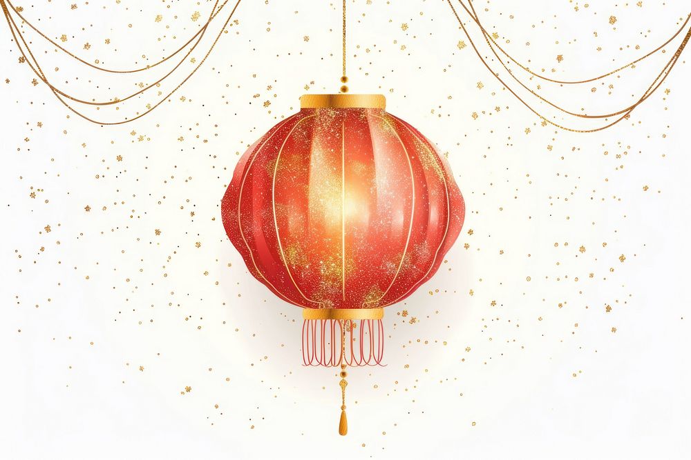 Red chinese lantern illuminated celebration decoration.