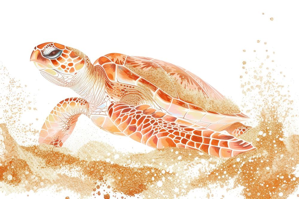 Sea turtle laying eggs reptile animal sand.