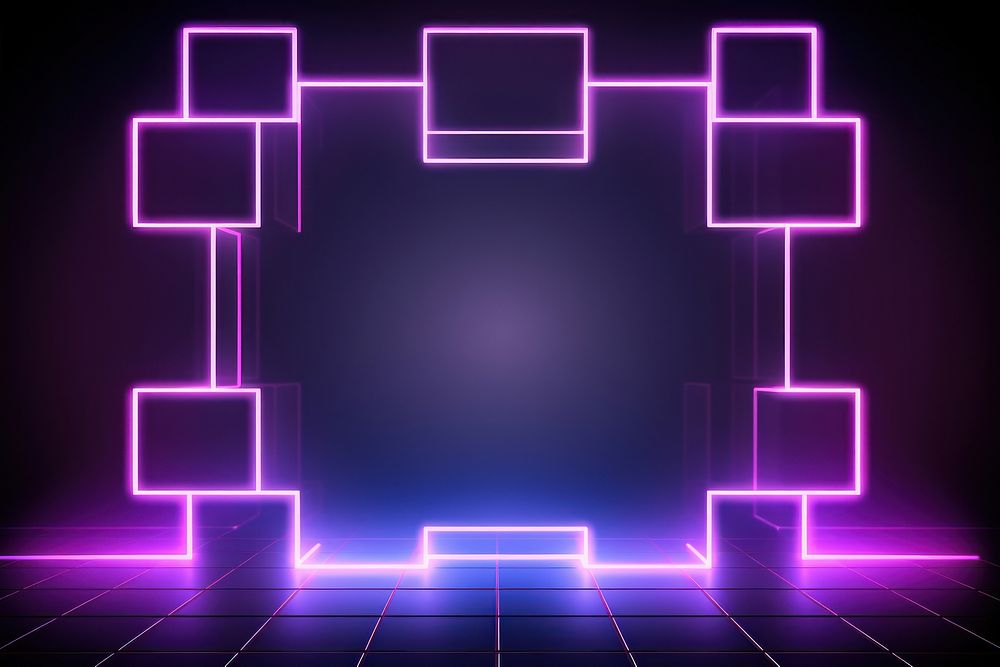 Shape square neon background purple light illuminated. AI generated Image by rawpixel.