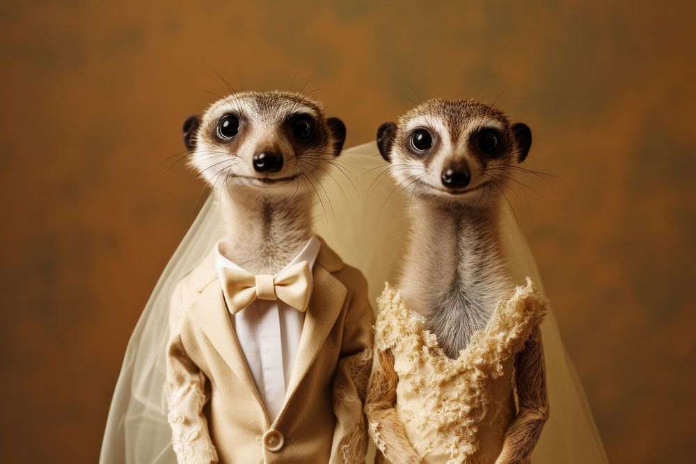 Couple meerkat in their wedding wildlife animal mammal.