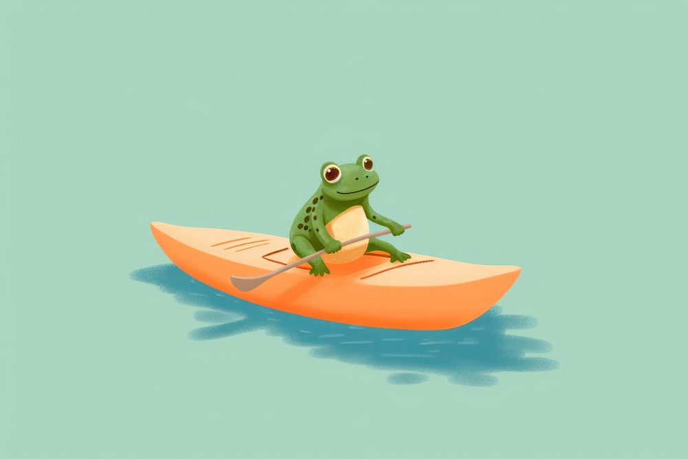 Frog paddling kayak amphibian vehicle animal.