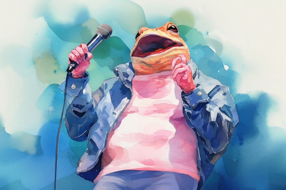 Toad rapper singing with microphone photography creativity performer.