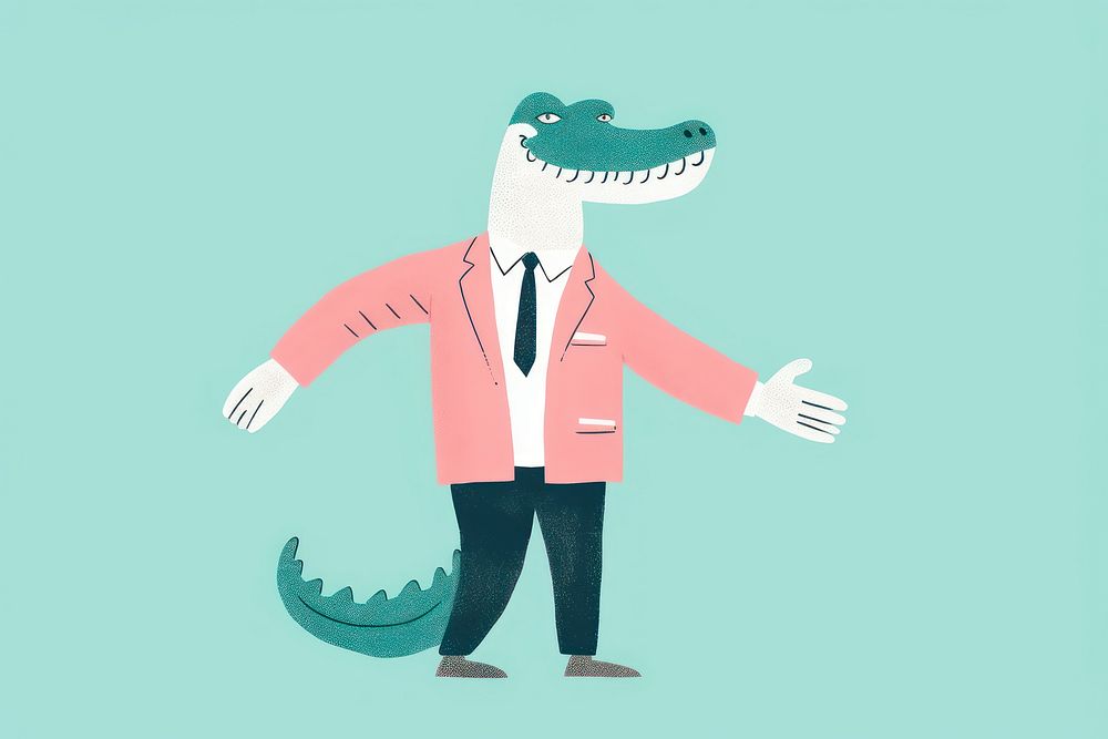 2 business crocodile shaking hand together cartoon representation accessories.