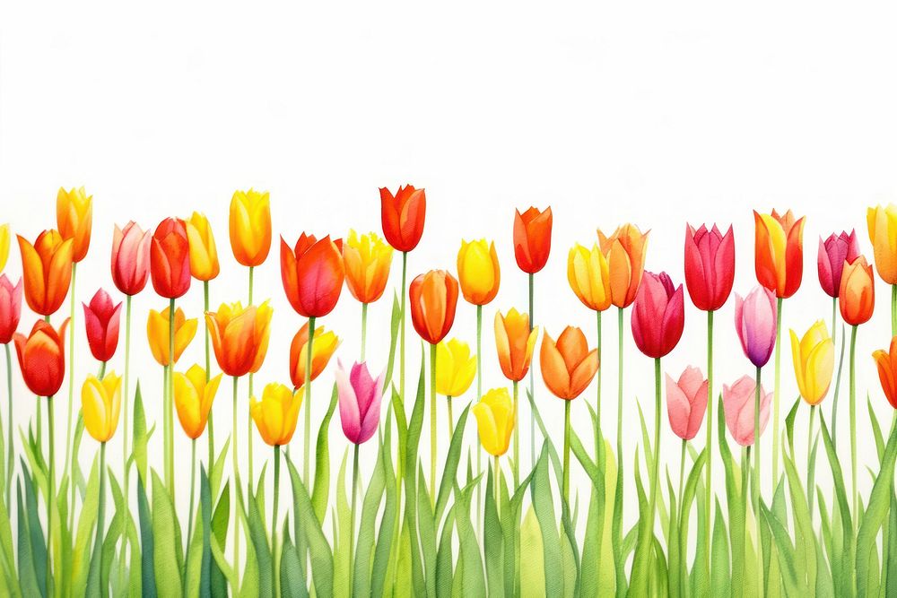 Tulips field nature backgrounds outdoors.