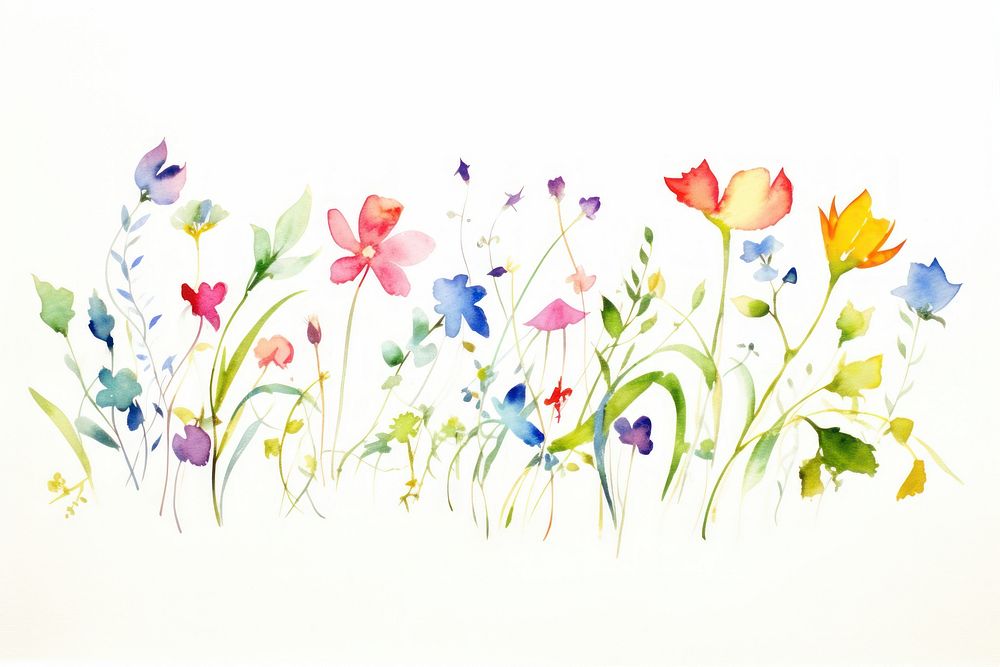 Colorful spring flowers painting pattern nature.