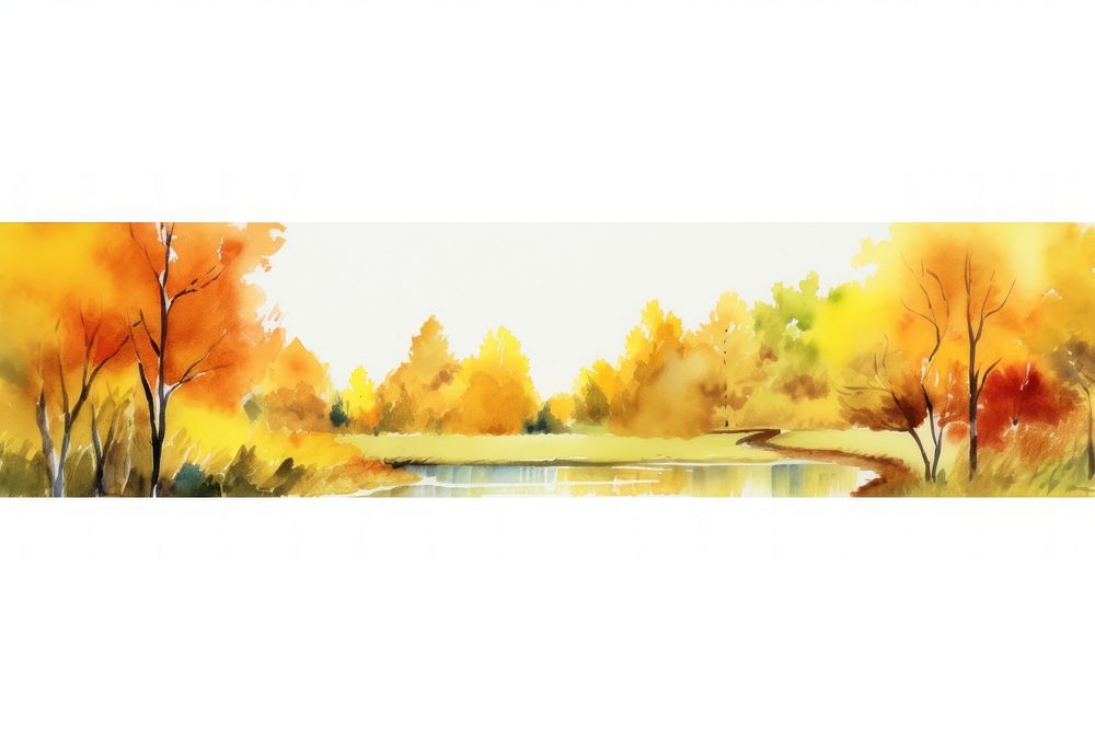 Autumn landscapes panoramic nature painting.