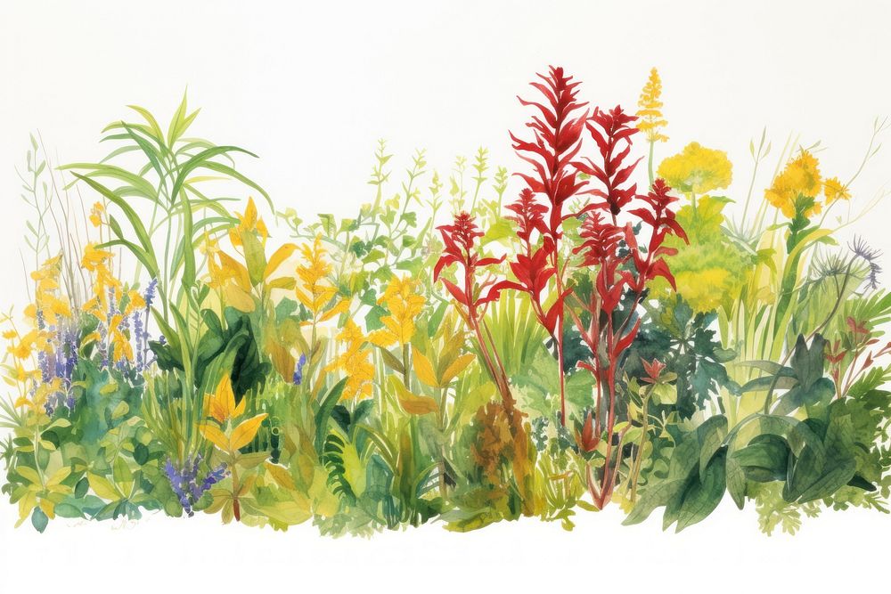Botanical field nature painting outdoors.