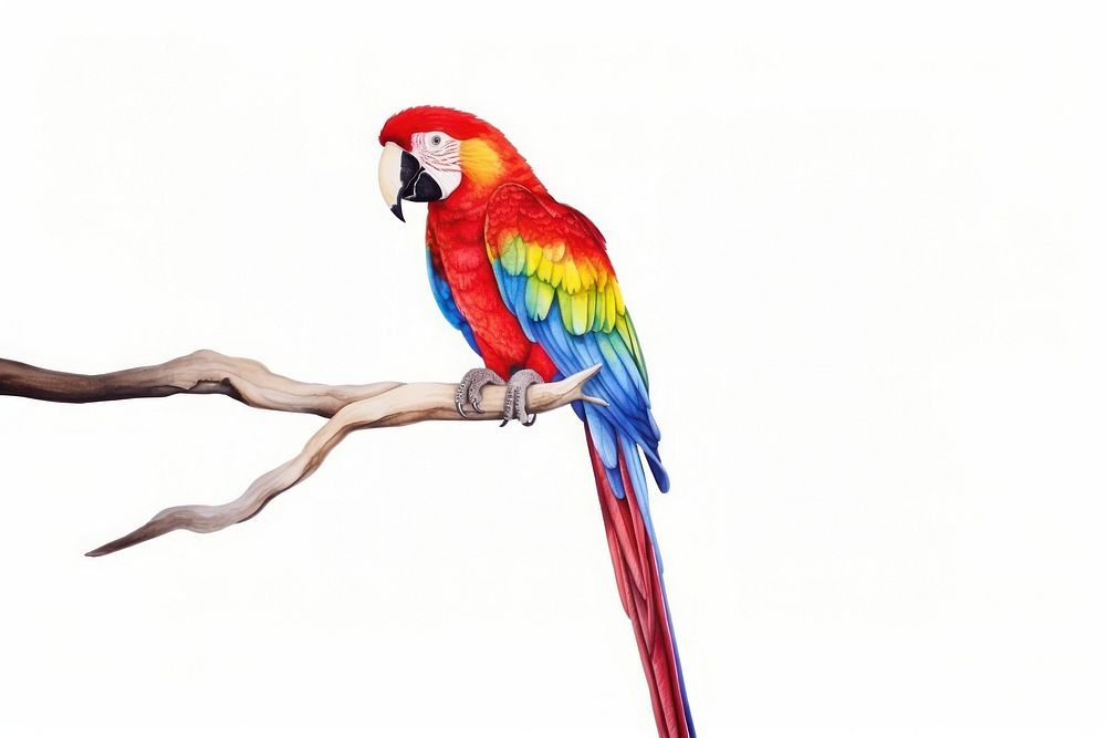 Parrot animal bird white background.