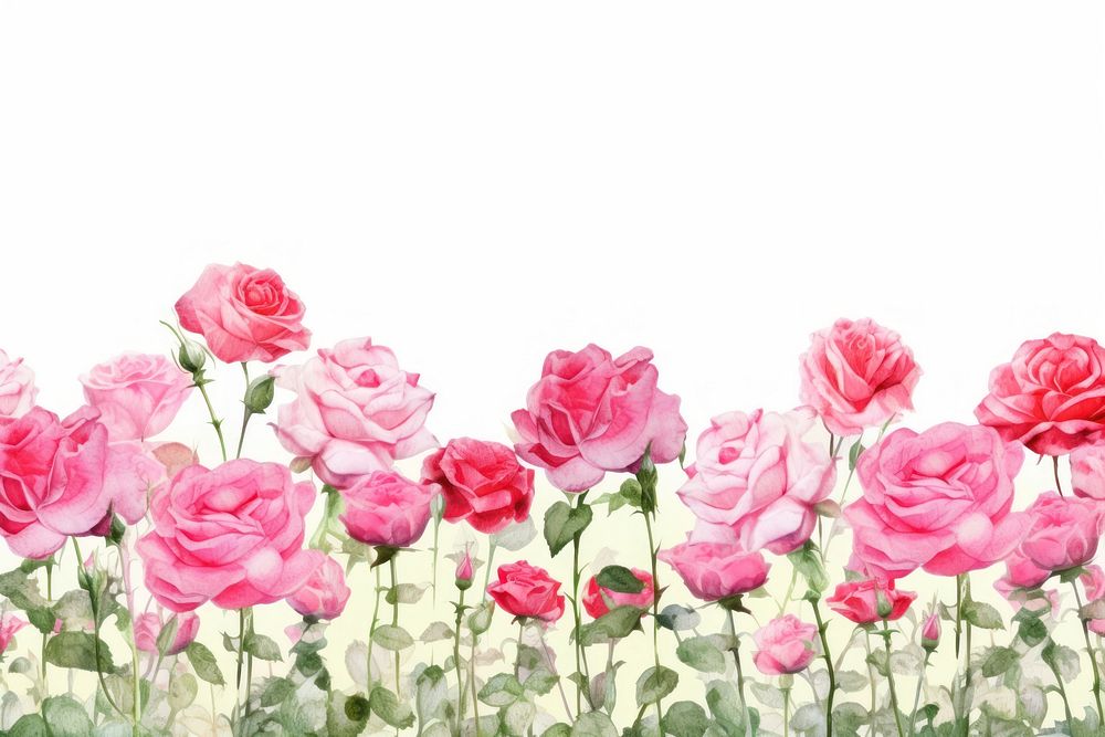 Pink rose flower field backgrounds outdoors blossom.