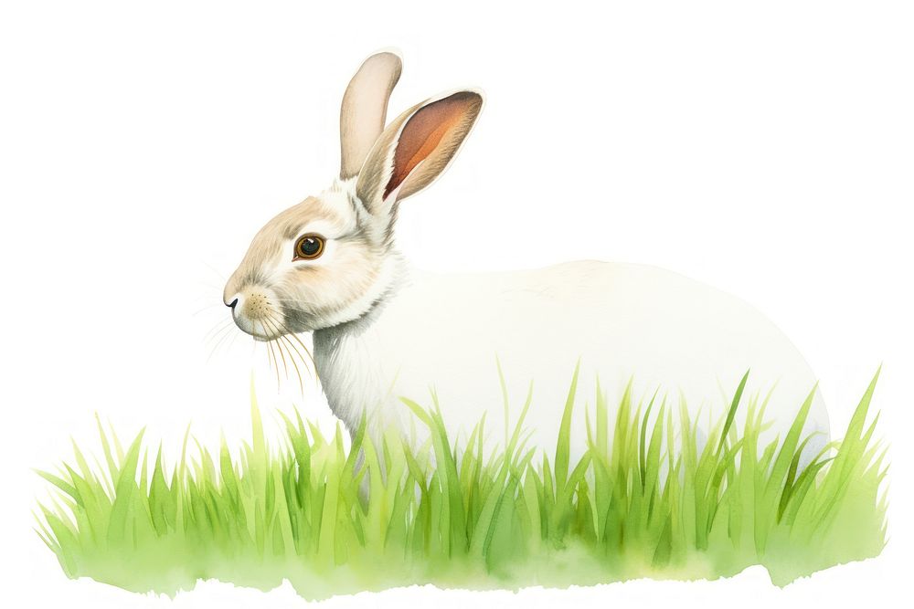 Rabbit with grass animal mammal rodent.