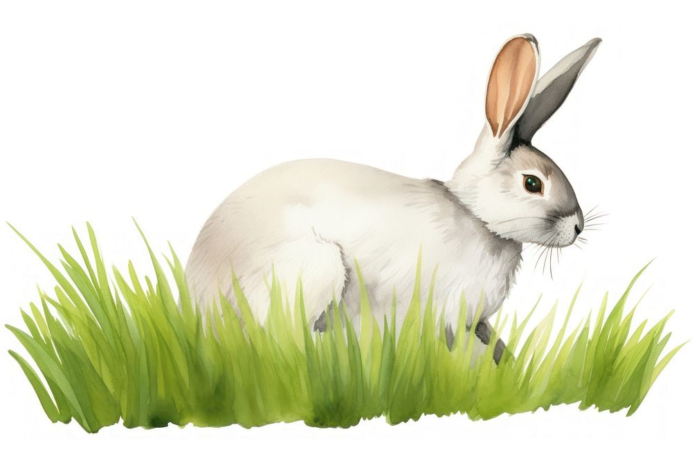 Rabbit with grass animal rodent mammal.