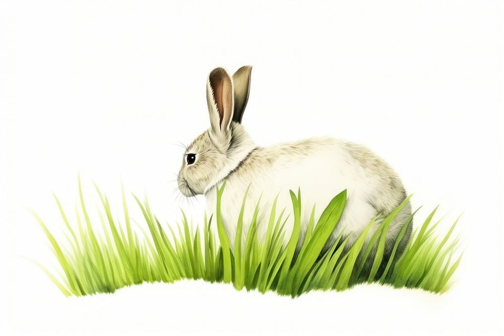 Rabbit with grass rodent animal mammal.