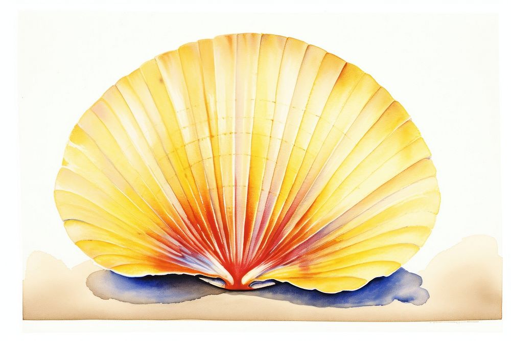 Shell on sand white background invertebrate seashell.