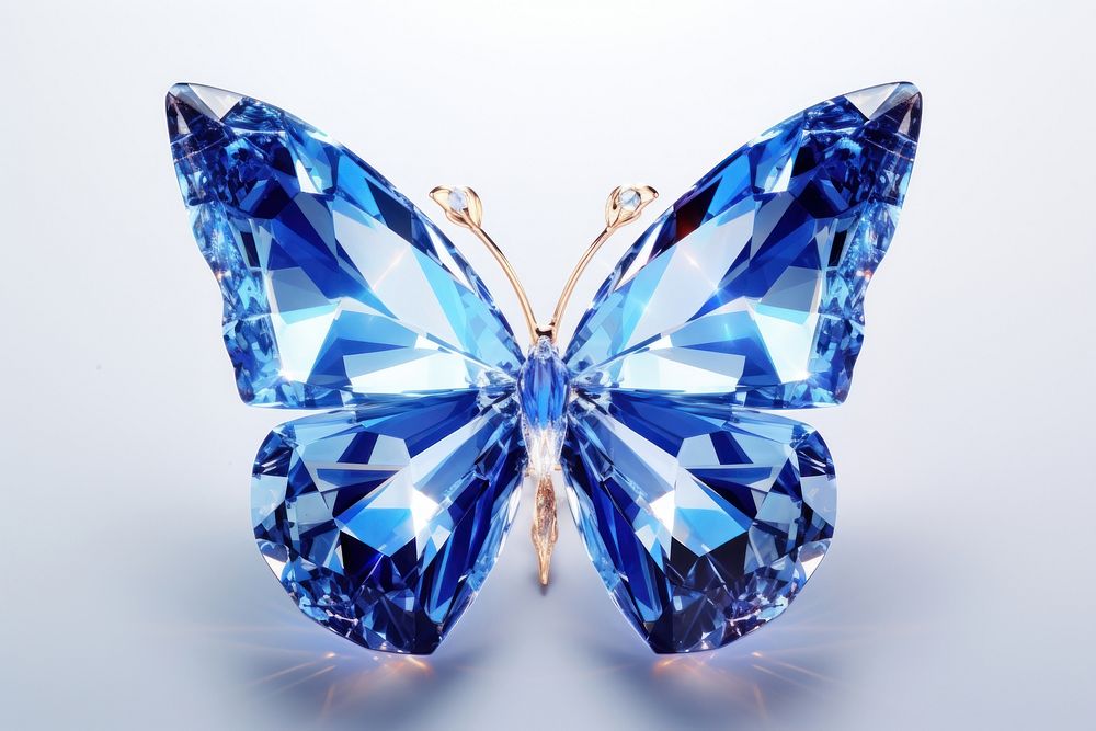 Butterfly gemstone jewelry white background.