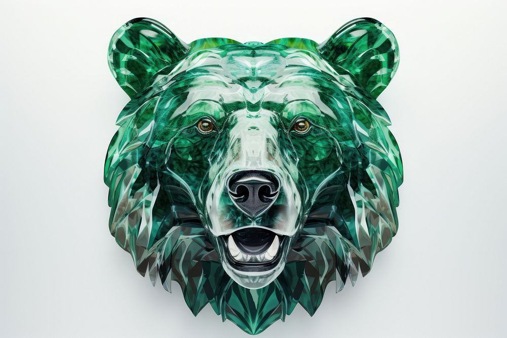 Bear head shape gemstone mammal green.