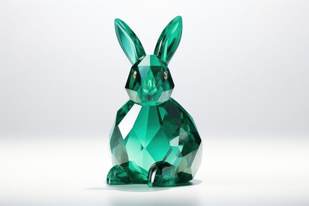 Rabbit shape gemstone white background representation.
