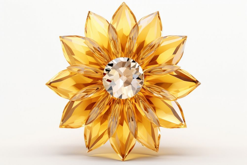 Sunflower shape gemstone jewelry brooch.