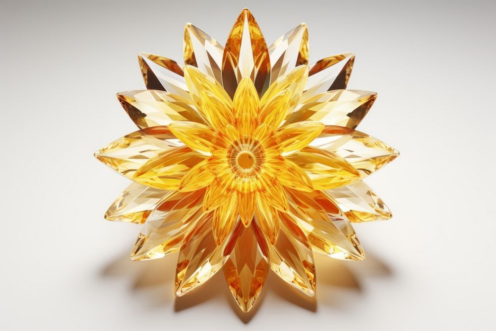 Sunflower shape gemstone jewelry white background.