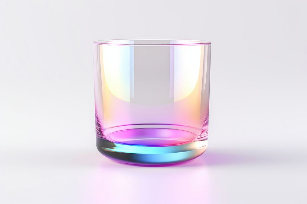 Holographic glass color vase white background transparent.